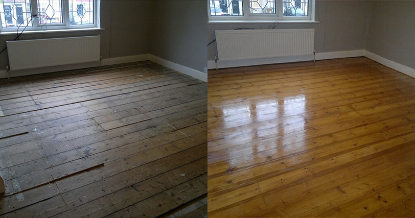 Before and After Original Pine Floorboards Pictures