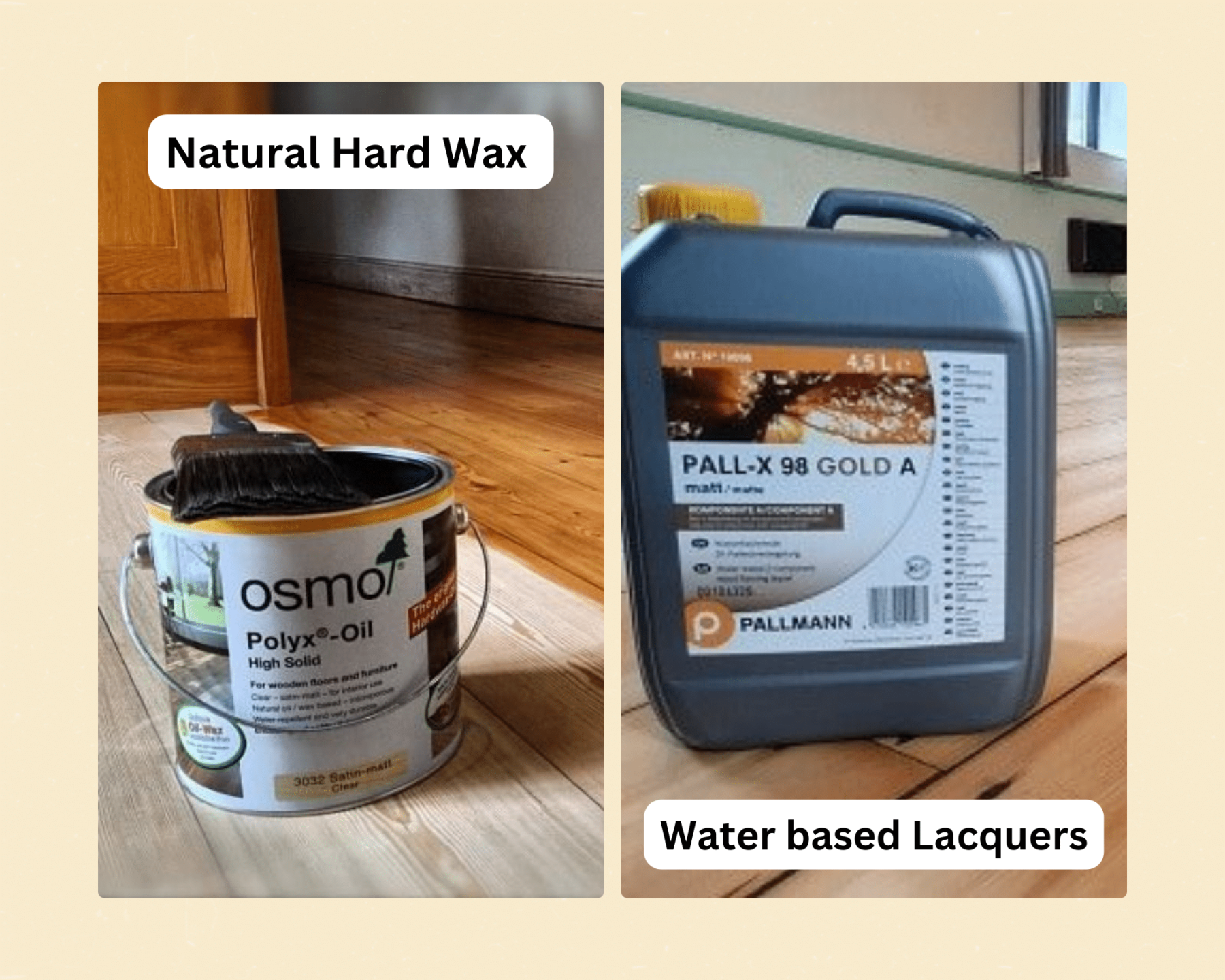 difference between Natural Hardwax and Water-based Lacquers