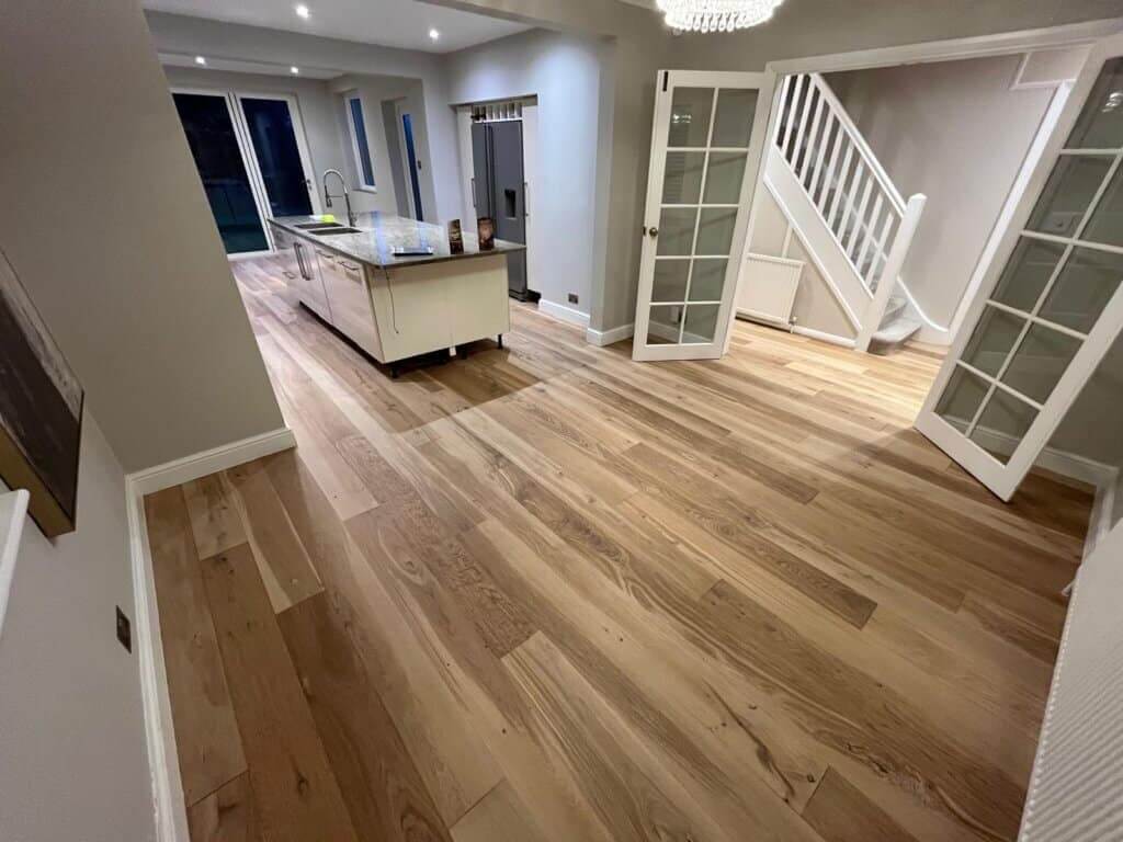 Kährs floor fitting expertly completed by Mr Sander®, highlighting the precision installation of premium engineered wood flooring for a flawless, seamless, and elegant finish in any space.