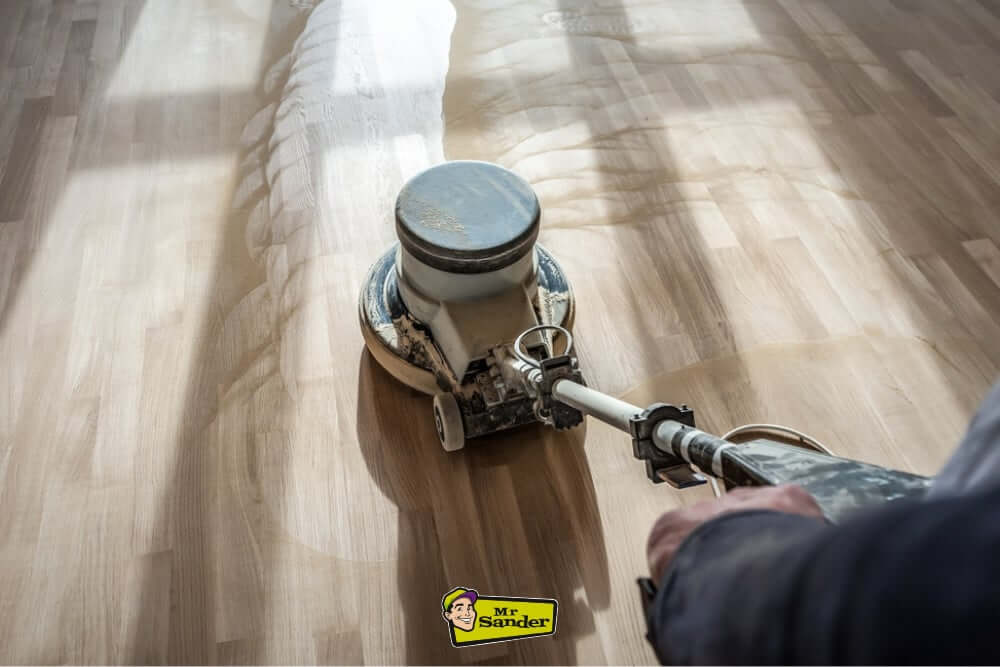 Light sanding demonstration by Mr Sander®️ in Garthamlock G33, perfect for restoring lightly used floors.