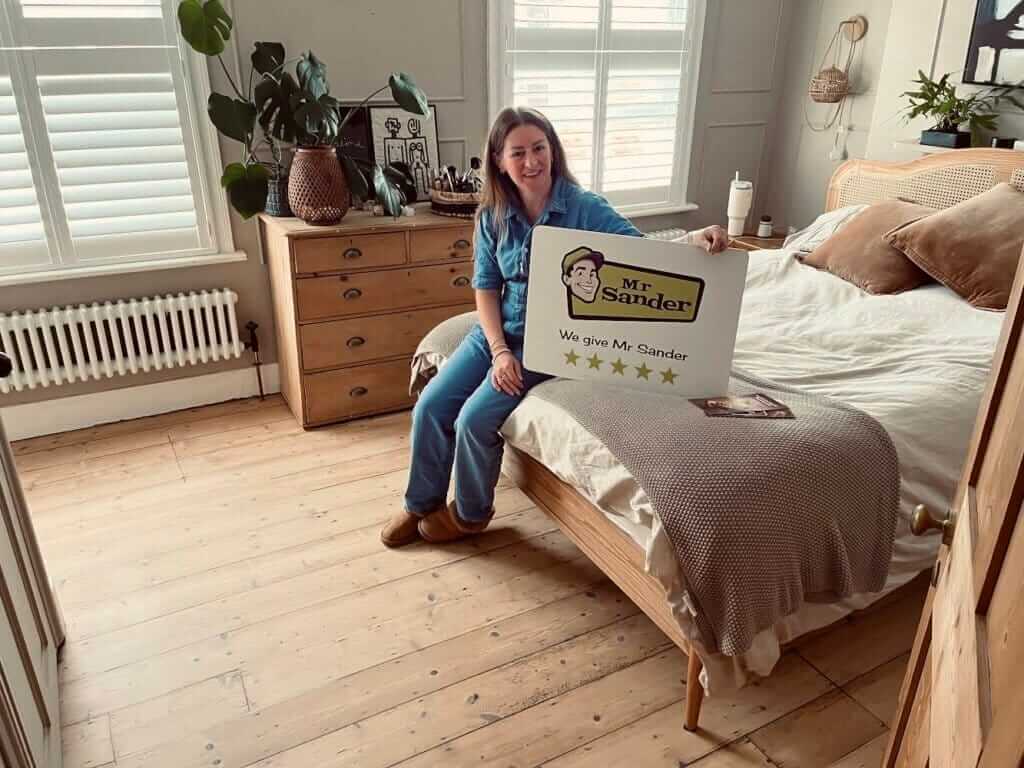 A Mr Sander®️ client in Doune (FK16) celebrating newly restored floors—another happy customer success story.