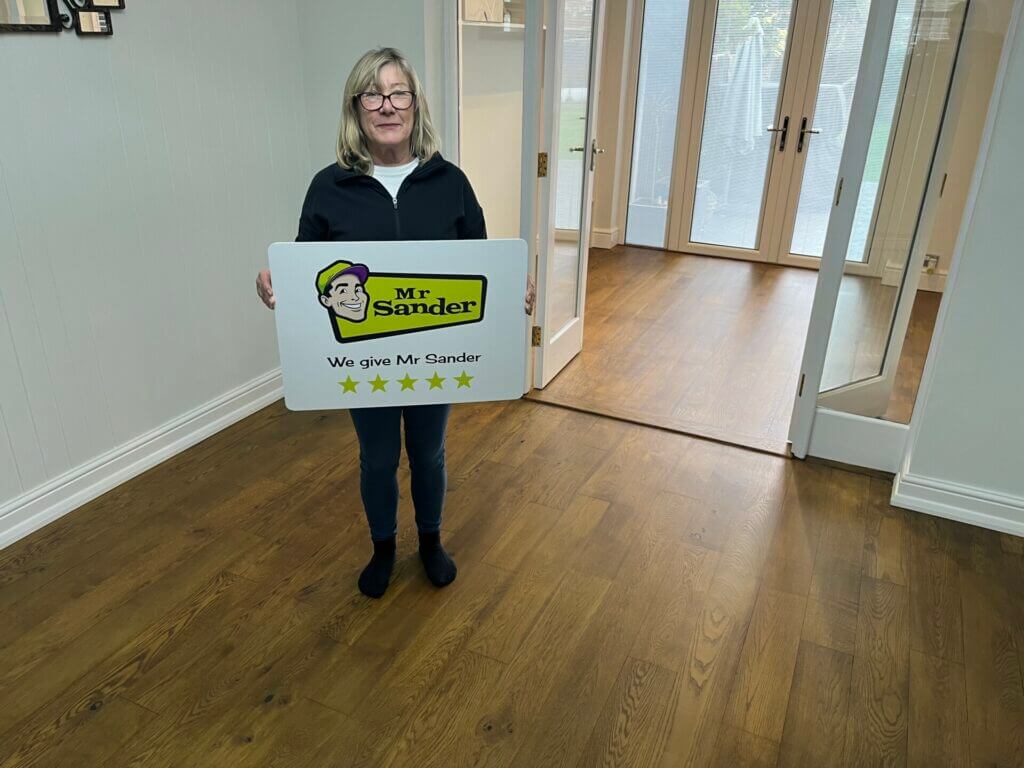 Hardwood floor polishing completed by Mr Sander. Another happy customer in London