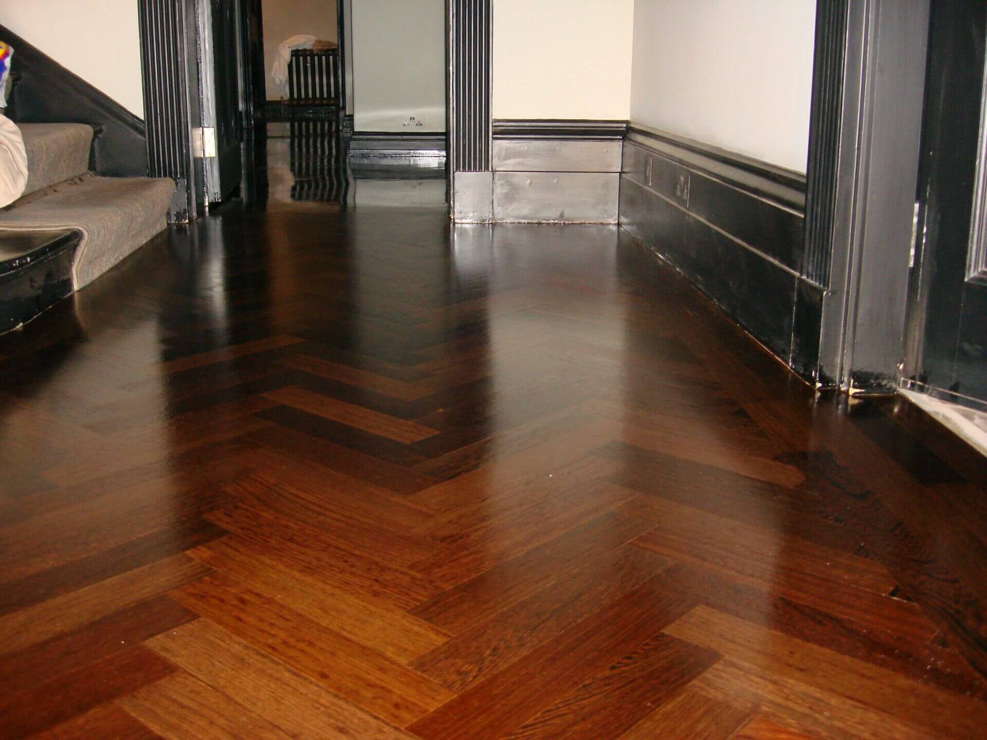 Exotic wooden flooring in London Basement