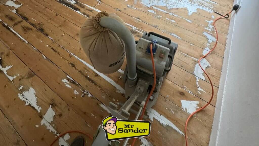 a machine on a wood floor