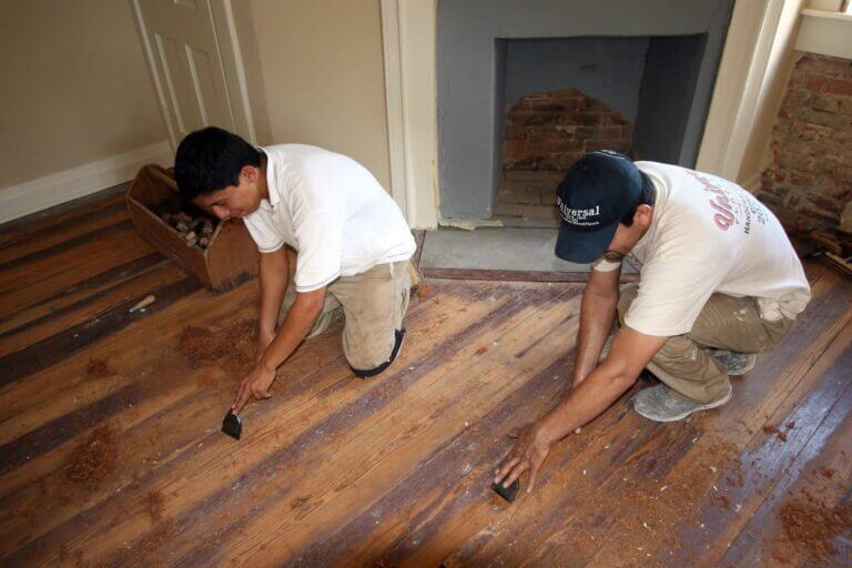 Sanding-Hand-Scraped-Wood-Floors