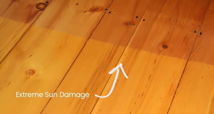 sun light reaction on wood floor 