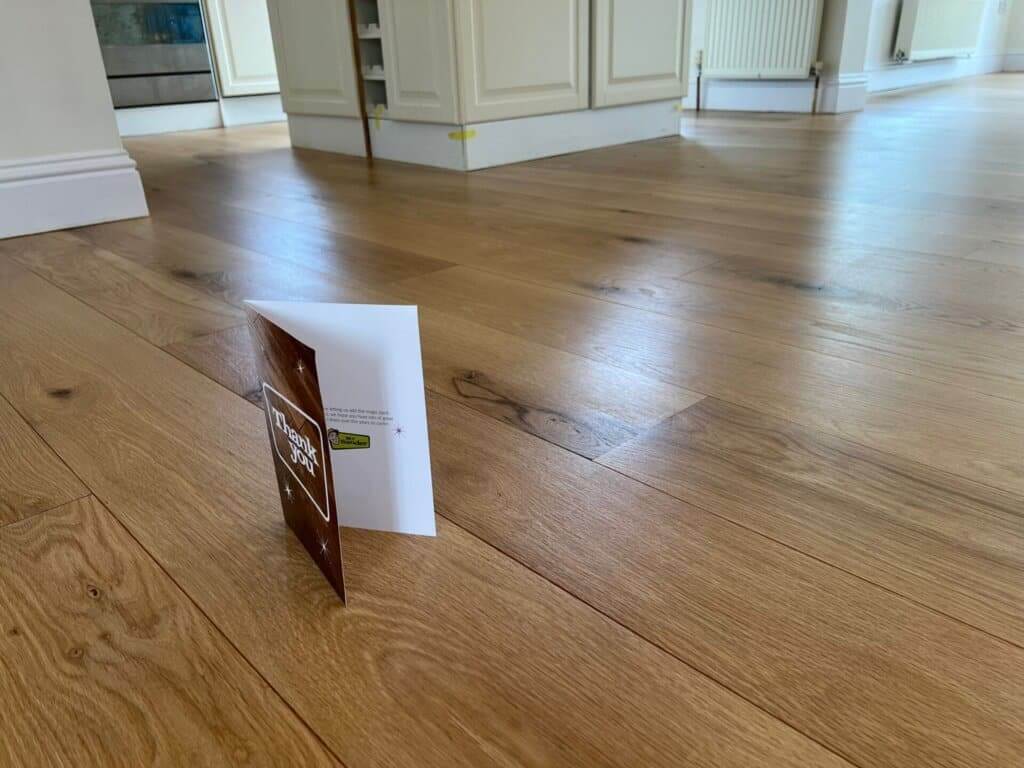 Close-up of a beautifully refinished wooden floor by Mr Sander®