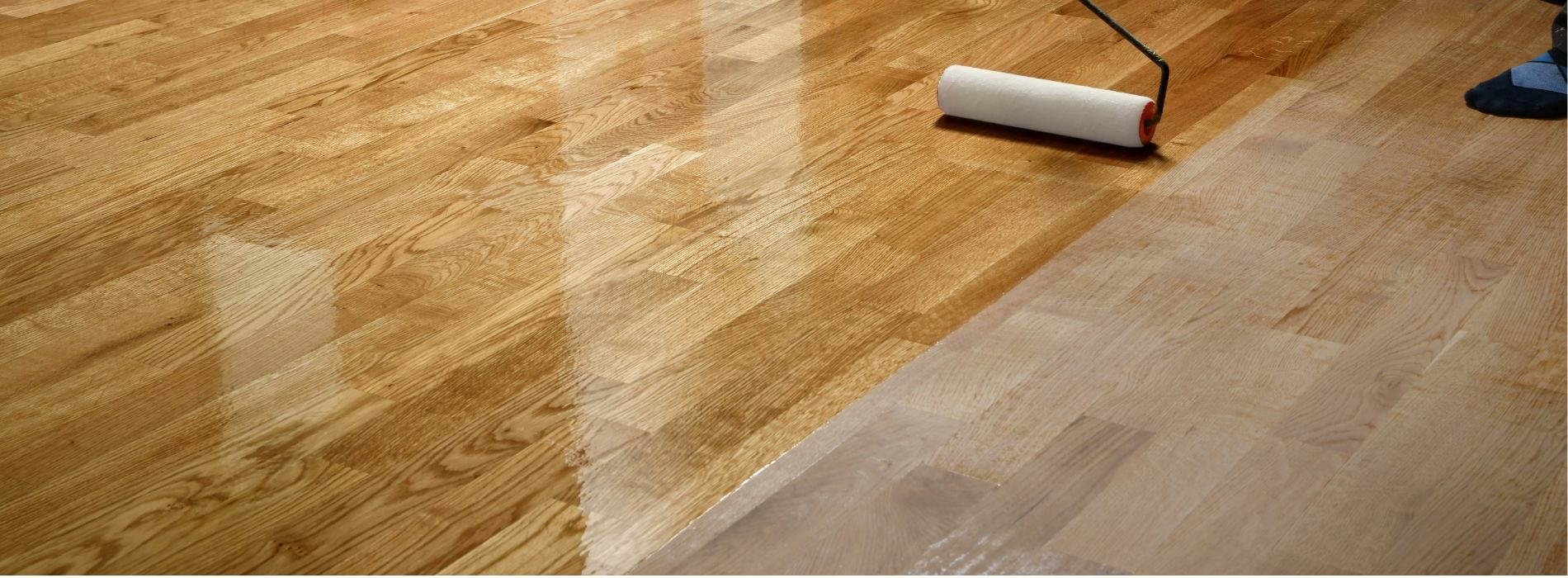 Experience the revitalization of engineered 2-strip oak flooring, freshly sanded and sealed with three coats of Bona Mega satin, offering a 45% sheen reflection for a stunning finish.