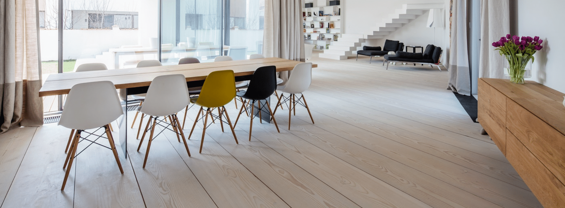 Engineered oak floor expertly restored by Mr Sander® in South Bermondsey, SE16, showcasing rich grain patterns with a satin Junckers Strong finish. A testament to timeless elegance and durable craftsmanship.