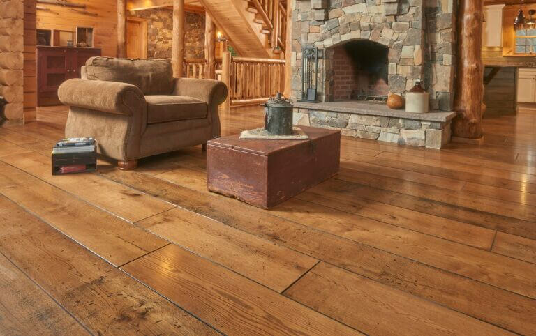 hand distressed hard wood floor