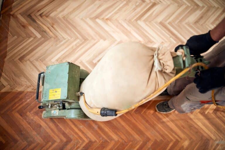 Repairman,Restoring,Parquet,With,A,Sanding,Machine.