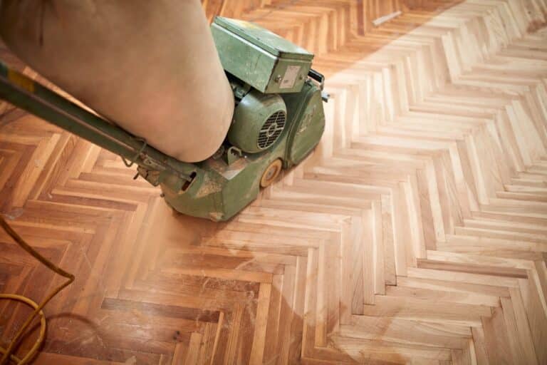 Restoring,Parquet,With,A,Sanding,Machine.