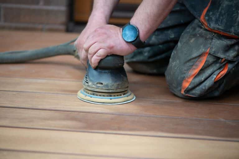 Sanding,Process,Of,Wooden,Terrace,Floors.,Sanding,Machine,Remove,Imperfections.