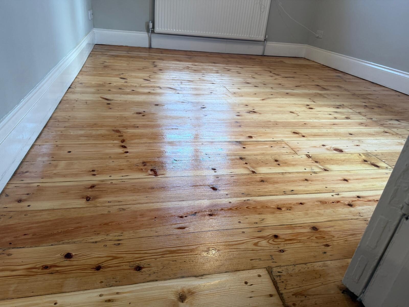 Freshly sanded and sealed timber floorboards with a smooth satin sheen, showcasing renewal in The Lifecycle of Hardwood Floors.